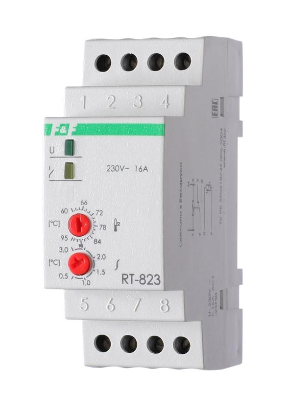 терморегулятор rt-823 (от +60 до +95град.c) на шину din с датчиком rt823 на проводе 16а devi 140r1083r от BTSprom.by