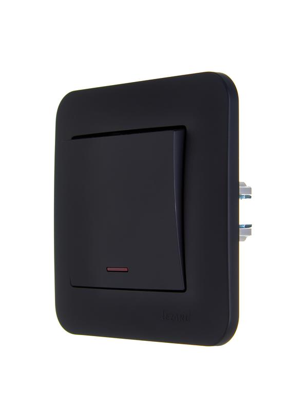  Выключатель 1-кл. 1п СП ASTI 10А IP20 с подсветкой в сборе черн. бархат LEZARD 7081-4242-111 фото в каталоге от BTSprom.by