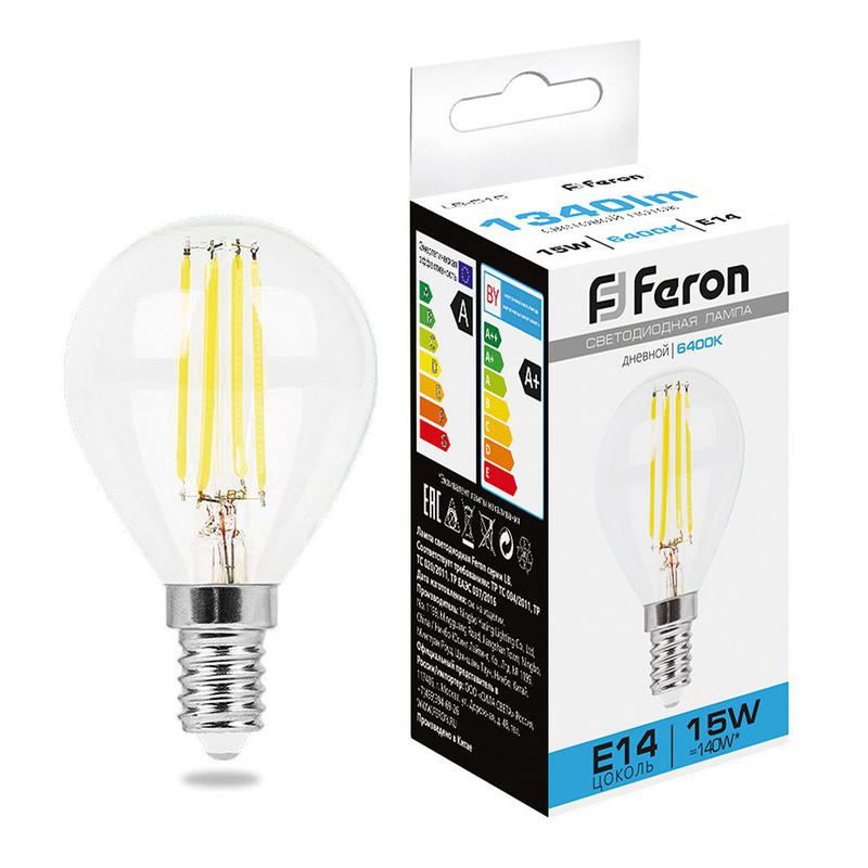 лампа светодиодная 15вт 230в e14 6400к прозрачн. lb-515 feron 38251 от BTSprom.by