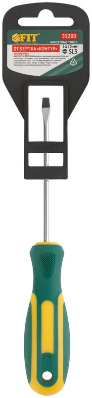  Отвертка "Контур" CrV сталь прорезиненная ручка 3х75мм SL FIT 55200 фото в каталоге от BTSprom.by