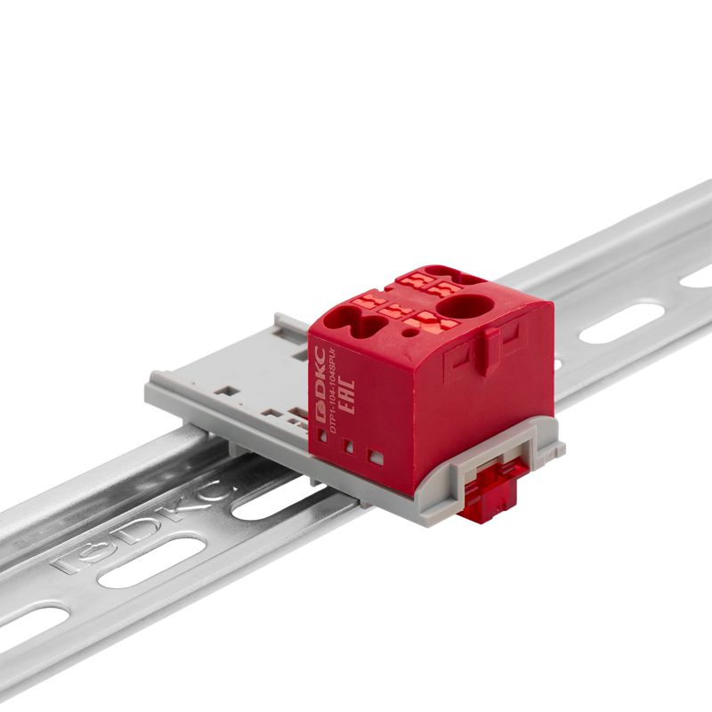  Блок распределительный зажим push-in 1 ввод 6кв.мм 4 точки подключения 2.5кв.мм красн. DKC DTP1-104-104SPUR фото в каталоге от BTSprom.by