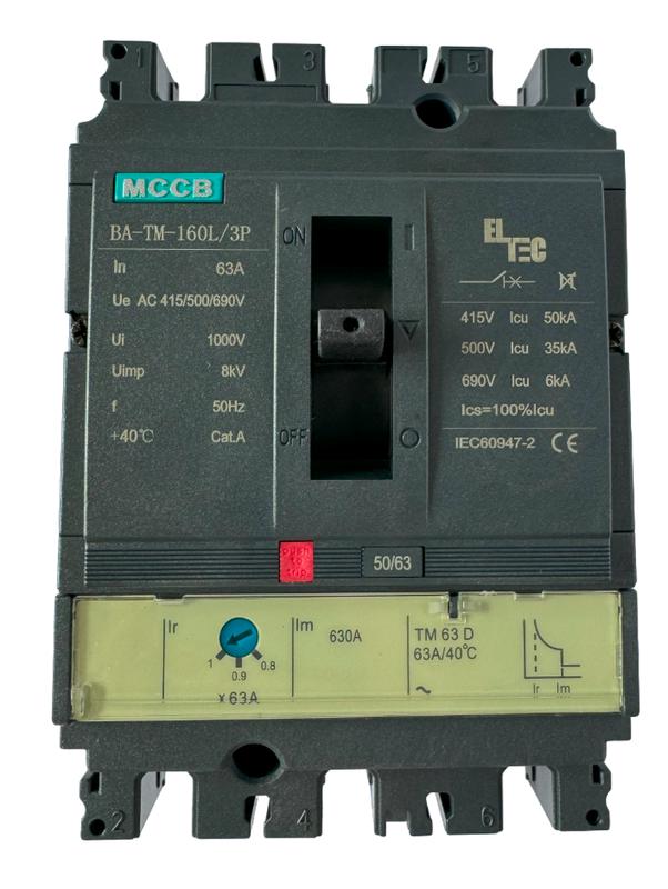  Выключатель автоматический MCCB BA-TM-160L/3P 63А (термомагнитый ТМ ICU:50KA) ELTEC 1200063 фото в каталоге от BTSprom.by