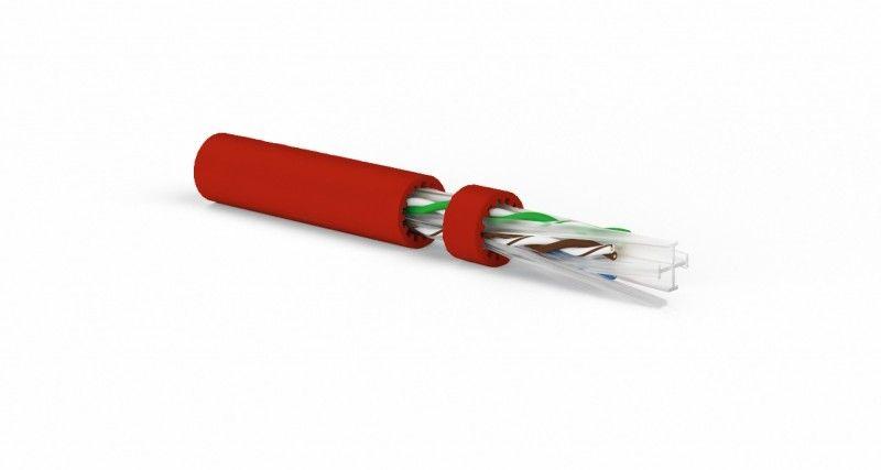 кабель витая пара неэкранир. u/utp кат.6a (10gbe) 4 пары 23 awg ож solid lszh uutp4-c6a-s23-in-lszh-rd-500 красн. (уп.500м) hyperline 444596 от BTSprom.by