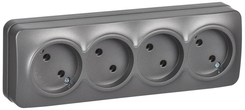 розетка 4-м оп glory рс24-2-хсм 10а без заземл. без защ. шторок сталь матов. iek erh40-k46m-10 от BTSprom.by