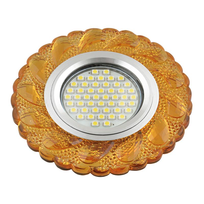 светильник dls-l147 gu5.3 glassy/gold gu5.3 встраив. доп. светодиод. подсветка 3вт без лампы стекло fametto ul-00003897 от BTSprom.by