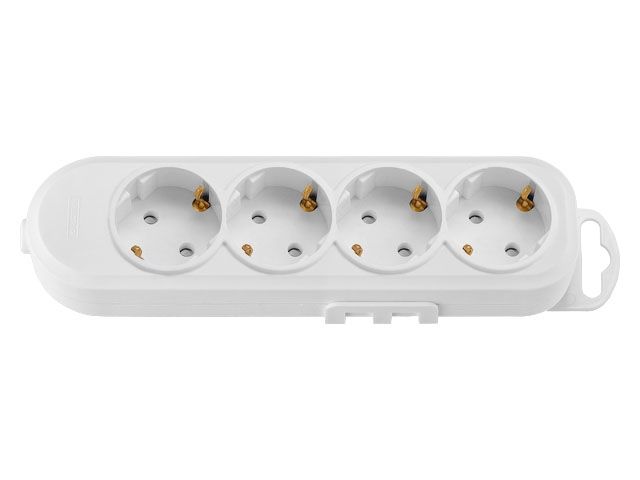 розетка 4-ая переносная (с/з, 16а, 250в, з/ш) белая, bylectrica ( с креплением к стене) р16-9186 от BTSprom.by