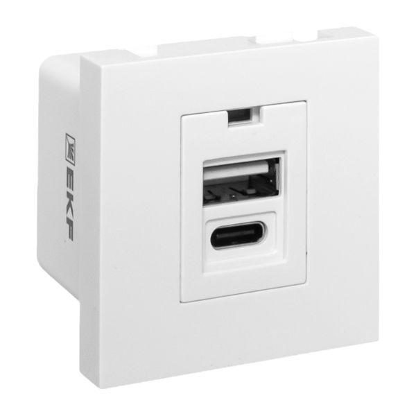 розетка usb 2-м a+c 2.1а без индикатора бел. ekf e2mr2-21usb-10-ac от BTSprom.by