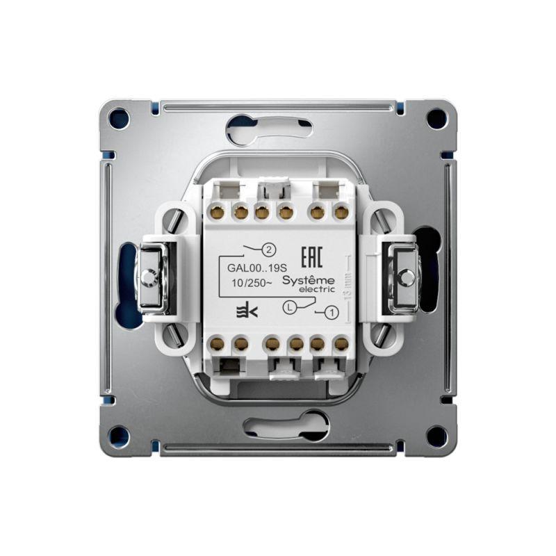  Выключатель для жалюзи 2-кл. ArtGallery 2х (сх. 4) 10А быстрозажим. клем. механизм аквамарин SE GAL001119S фото в каталоге от BTSprom.by