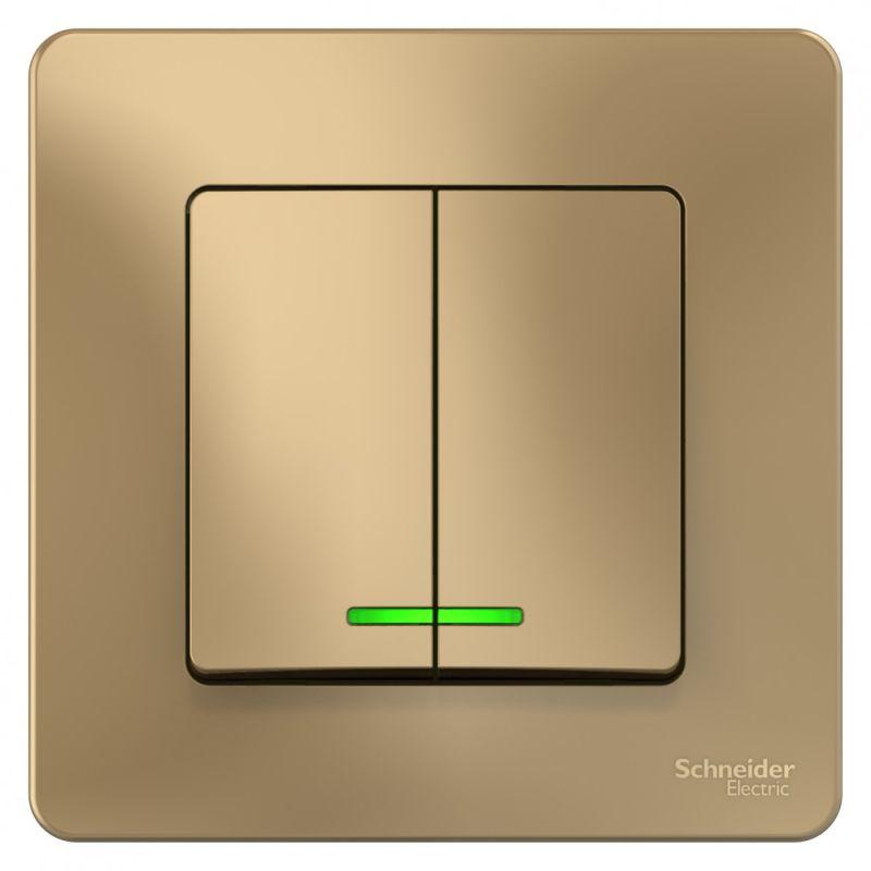  Выключатель 2-кл. СП Blanca 10А IP20 (сх. 5) 250В с подсветкой титан SE BLNVS010514 фото в каталоге от BTSprom.by