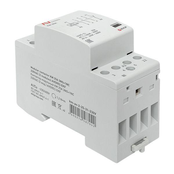  Контактор модульный КМ 25А 3NO+1NC 230В AC (2 мод.) AVERES EKF km-av-2-25-31-230V фото в каталоге от BTSprom.by