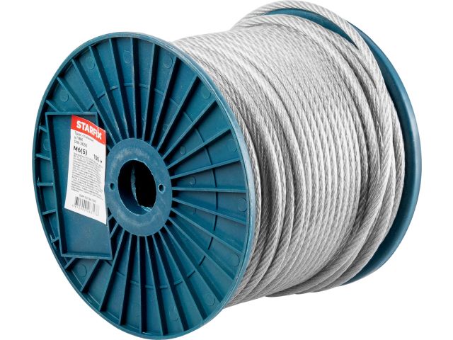 трос стальной в пвх м6(5) din 3055 (бухта 100 м) starfix smp-53736-100 от BTSprom.by
