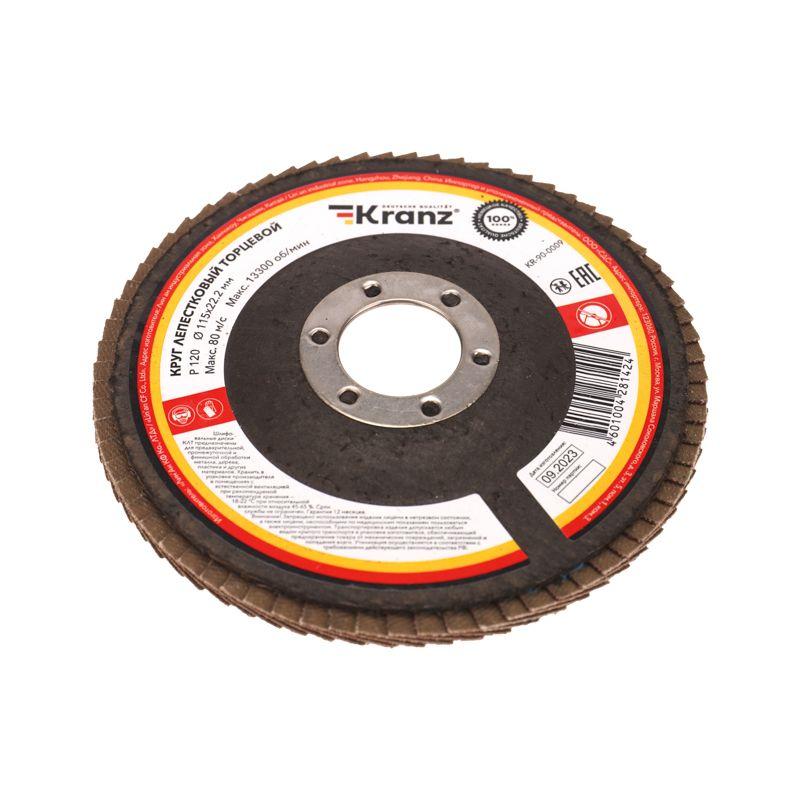  Круг лепестковый торцевой P120 115х22.2мм Kranz KR-90-0009 фото в каталоге от BTSprom.by