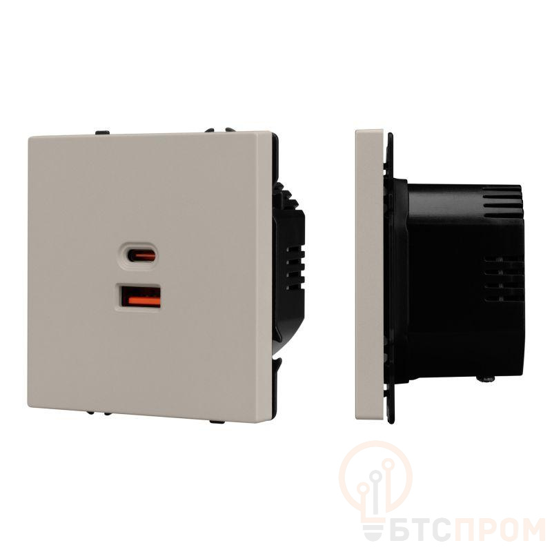  Розетка USB ARL NOBE тип A+C софт-тач кашемир SCT-MUAC-SFPL-FC-CA (65Вт QC3) Arlight 059446(1) фото в каталоге от BTSprom.by