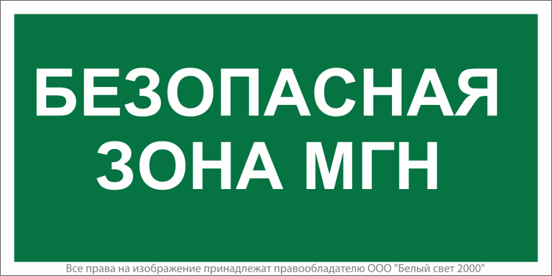 знак безопасности npu-2110.e68 "безопасная зона для мгн" белый свет a20396 от BTSprom.by