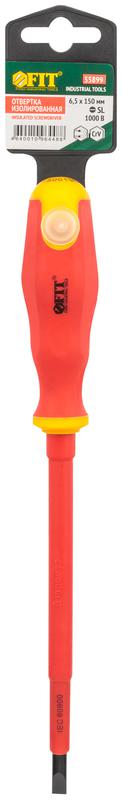  Отвертка изолированная 1000В CrV сталь прорезинен. ручка 6.5х150мм SL FIT 55899 фото в каталоге от BTSprom.by