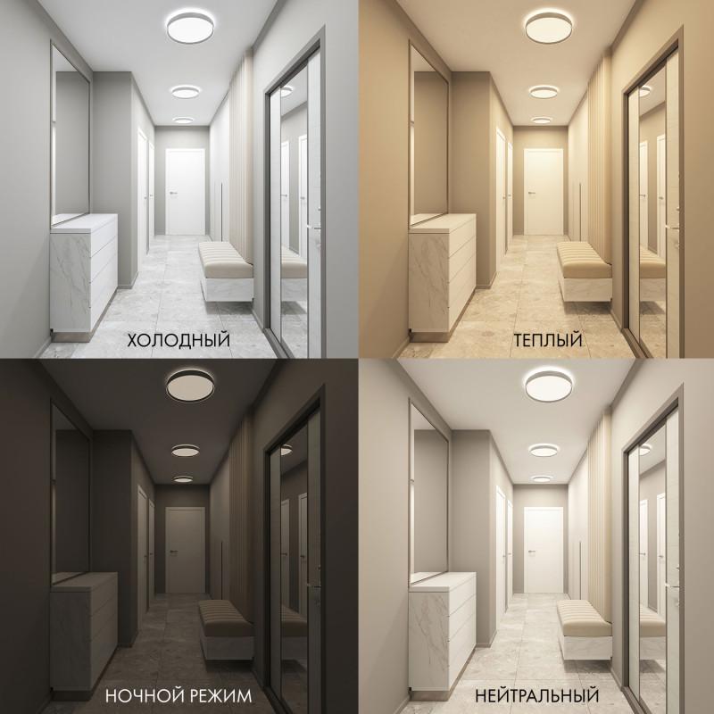  Светильник 50Вт 3000К-6500К IP20 накладной со встроен. светодиодом управление пульт Д/У (в комплекте) и Wi-Fi 2.4Ггц эко система Smart Life Яндекс Алиса метал. полимер бел. DENKIRS 780289 фото в каталоге от BTSprom.by