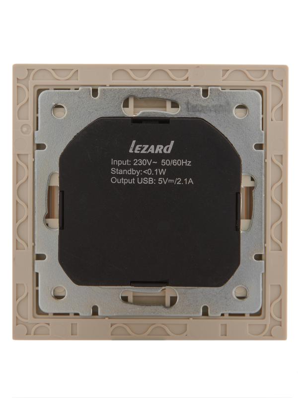  Розетка 1-м СП Rain 16А с заземл. + USB разъем крем. LEZARD 703-0303-181 фото в каталоге от BTSprom.by