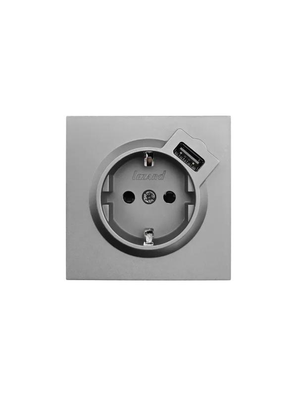 розетка 1-мест. с/з+usb разъем сп zima ip20 сер. матов. lezard 704-7488-181 от BTSprom.by
