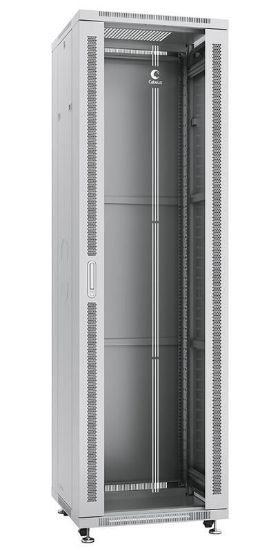 шкаф монтажный телекоммуникационный напольный sh-05c-42u60/80 19дюйм 42u 600х800х2055мм для распределит. и серверн. оборудования передн. стеклян. и задн. сплошн. метал. двери ручка с замком сер. cabeus 7052c от BTSprom.by