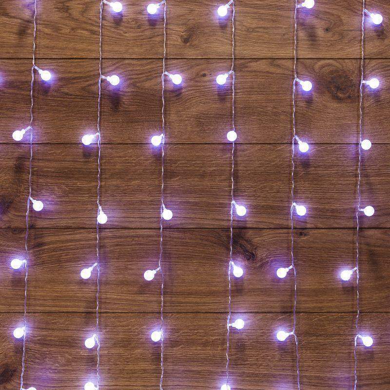 гирлянда светодиодная "светодиодный дождь" 1.5х1.5м 144led бел. 12вт 230в ip20 с насадками шарики свечение с динамикой провод прозр. neon-night 235-045 от BTSprom.by