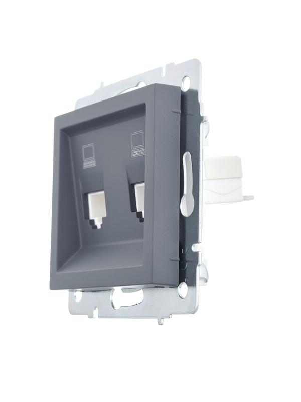  Розетка компьютерная 2-м СП Vesna механизм графит LEZARD 742-3488-141 фото в каталоге от BTSprom.by