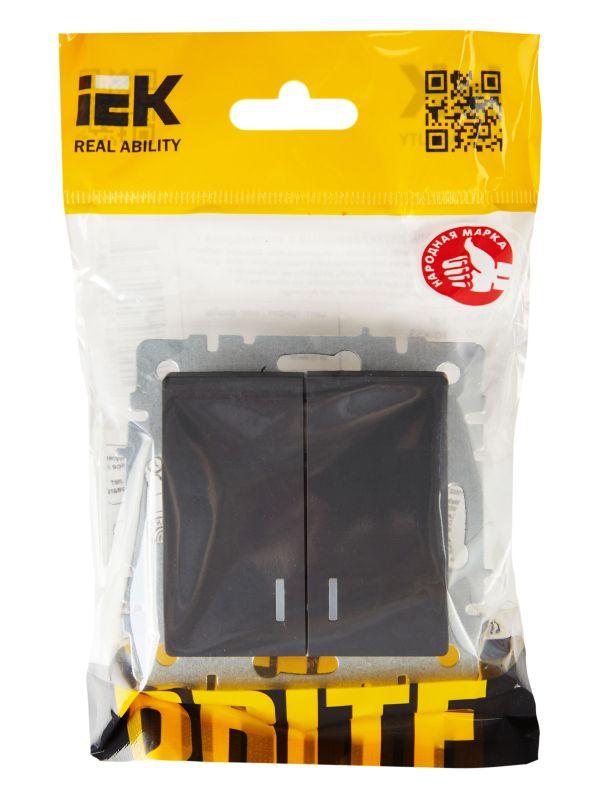  Выключатель 2-кл. СП BRITE ВС10-2-1-БрГ 10А с индик. механизм графит IEK BR-V20-1-10-K53 фото в каталоге от BTSprom.by