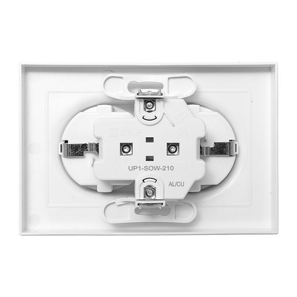  Розетка 2-м СП Эпика 16А с заземл. без защ. шторок с рамкой механизм бел. EKF UP1-SOW-210 фото в каталоге от BTSprom.by