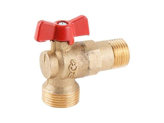 кран шаровый угловой 1/2" х 3/4" для стир. машины pn1,6 мпа, 11б27п17, цветлит от BTSprom.by