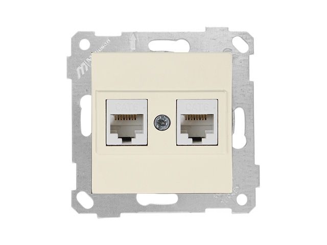 розетка компьютерная 2xrj45 (cat6, скрытая, без рамки) кремовая, rita, mutlusan 2200 141 0102 от BTSprom.by