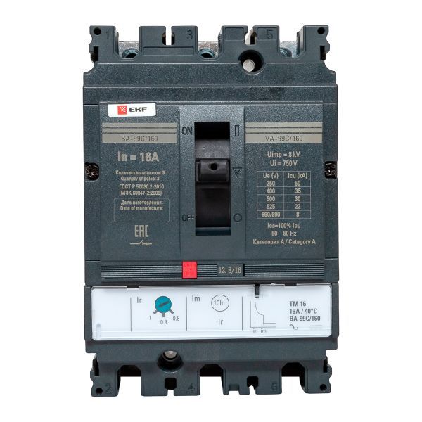  Выключатель автоматический 3п 160/16А 36кА ВА-99C Compact NS PROxima EKF mccb99C-160-16 фото в каталоге от BTSprom.by