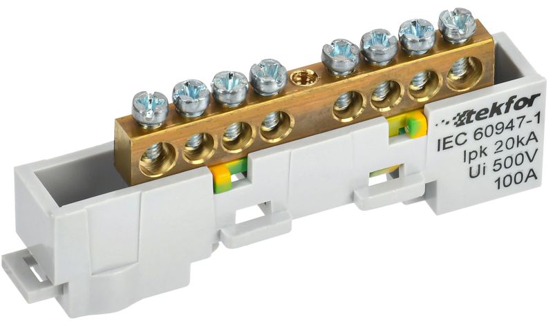 шина pe "земля" неизол. на универс. держ. 6х9-8-ж tekfor iek tf-nn10-08-dl-k05 от BTSprom.by