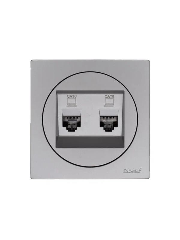 Розетка компьютерная 2-м СП OSEN кат.6 с модулем механизм сер. матов. LEZARD 743-7488-142 фото в каталоге от BTSprom.by