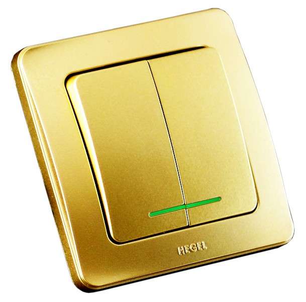 выключатель 2-кл. сп мастер 10а ip20 250в с индикацией зол. hegel вс10-352-07 от BTSprom.by