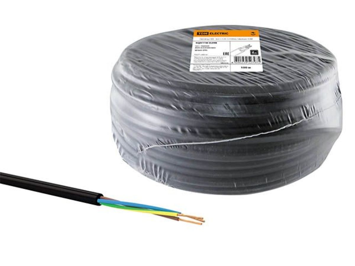 провод пвс 3х2,5 (бухта 100м) ч (tdm) sq0118-0298 от BTSprom.by