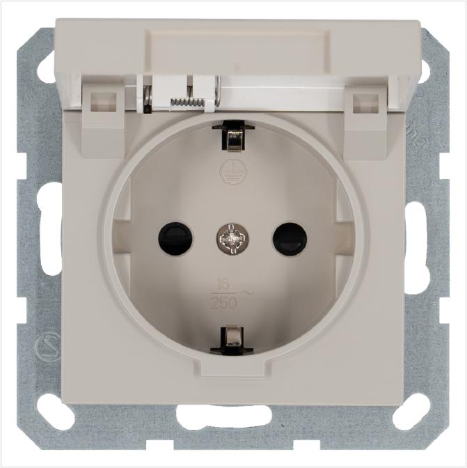 розетка 1-м shuko 16а ip20 с заземл. защ. шторки с крышкой механизм тауп jasmart g5505t от BTSprom.by