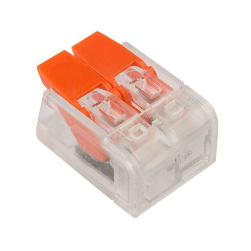  Клемма соединительная рычажковая компактная 2-проводная прозрачная (0.14-4кв.мм) (уп.20шт) Rexant 07-5202-20 фото в каталоге от BTSprom.by