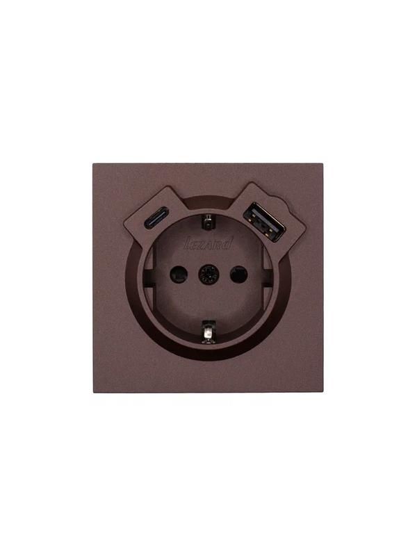розетка 1-мест. с/з type-c+usb разъем сп zima ip20 шоколад lezard 704-7388-181tc от BTSprom.by
