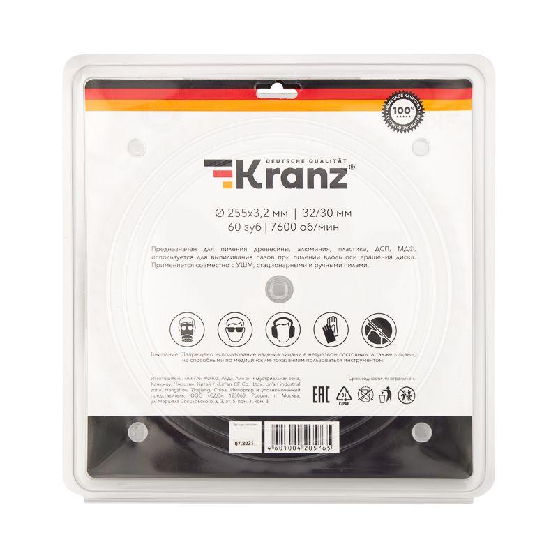  Диск пильный 255мм х60зуб х32/30мм Kranz KR-92-0131 фото в каталоге от BTSprom.by