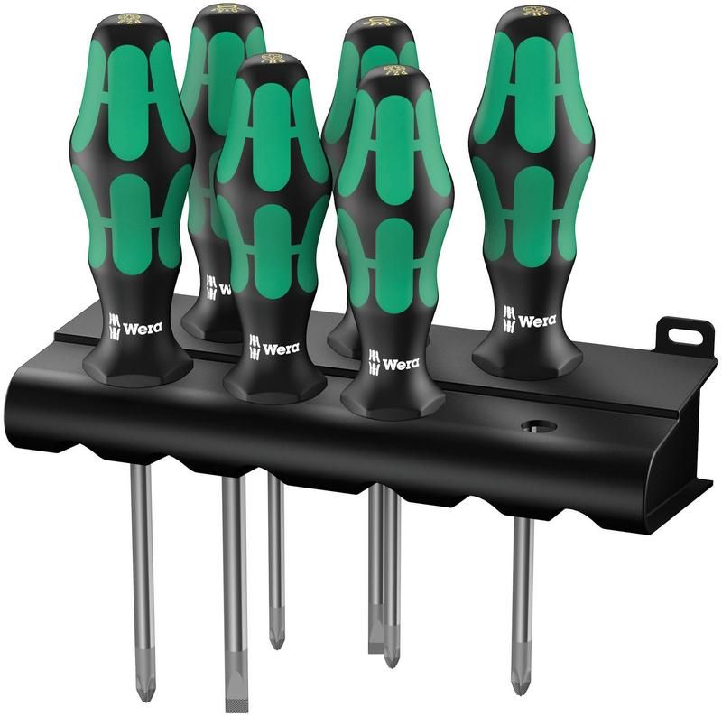 набор отверток 335/350/355/6 kraftform plus lasertip 6 предметов (ph 1х80/2х100; pz 1х80/2х100; sl 0.8х4.0х100/1.0х5.5х125) wera we-105622 от BTSprom.by