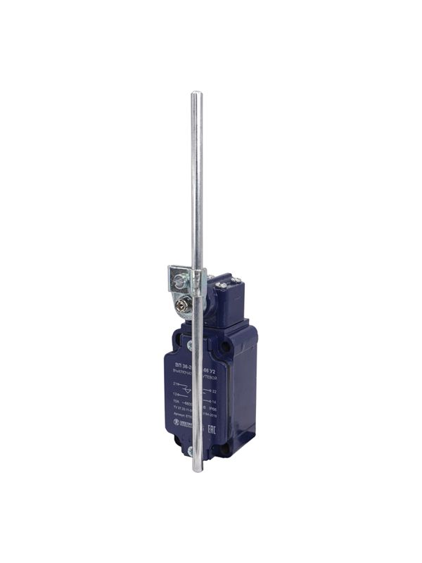 выключатель путевой вп 36-2553м-66 у2 1но+1нз 3а ip66 круглый стальной рычаг регулир. по длине инерционный 30х60мм без сальника электротехник et007308 от BTSprom.by