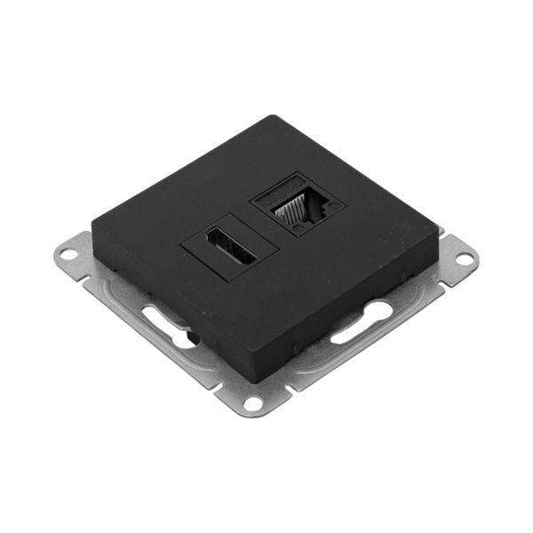  Розетка СП Эпика HDMI + RJ45 кат.5 механизм черн. EKF UP1-SOB-HDMI+RJ45 фото в каталоге от BTSprom.by