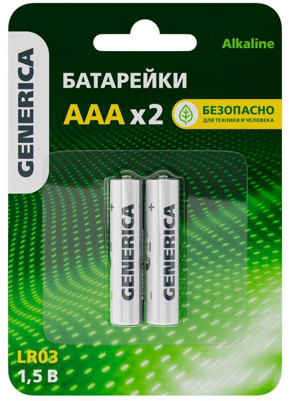 элемент питания алкалиновый aaa/lr03 alkaline (блист.2шт) generica abt-lr03-st-l02-g от BTSprom.by