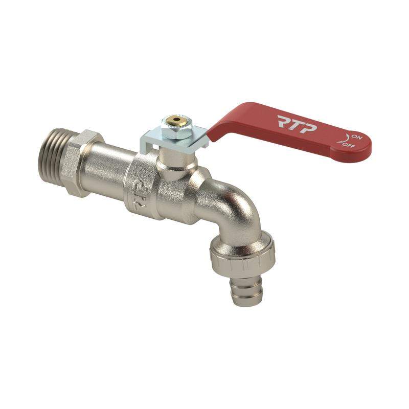 кран шаровой водоразборный ручка рычаг латунь наружн./наружн. резьба 1/2х1/2дюйм-14 никель (инд. упак.) rtp 37849 от BTSprom.by