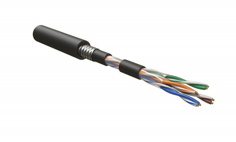 кабель витая пара u/utp кат.5e 4 пары 24 awg ож solid бронир. стальн. лентой внешн. pe uutp4-c5e-s24-arm-out-pe-bk черн. hyperline 41657 от BTSprom.by