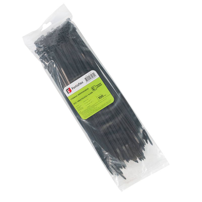 хомут нейлоновый ксс multilock 5х300 черн. (уп.100шт) fortisflex 102321 от BTSprom.by