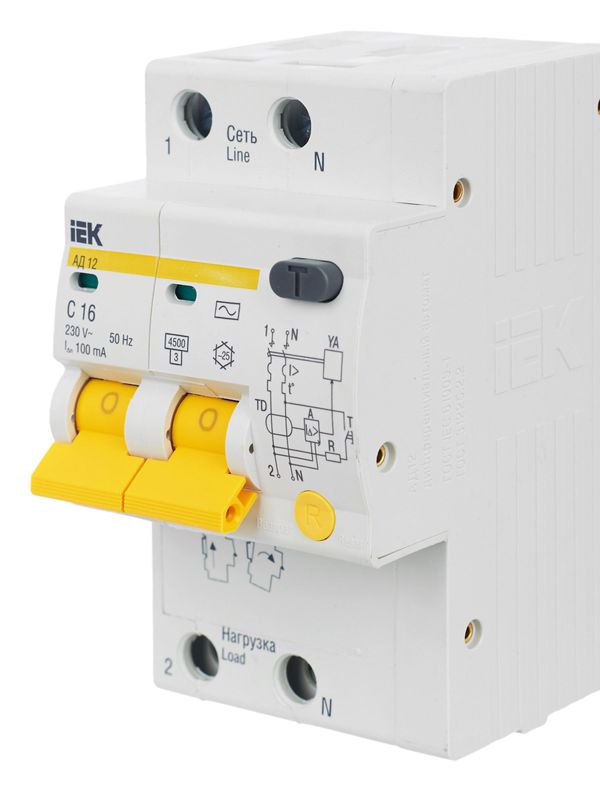  Выключатель автоматический дифференциального тока 2п C 16А 100мА тип AC 4.5кА АД-12 KARAT IEK MAD10-2-016-C-100 фото в каталоге от BTSprom.by