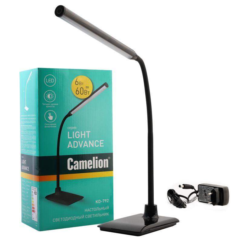 Светильник светодиодный настольный KD-792 C02 6Вт 4000К 230В сенсор. вкл. 4 уровня яркости черн. Camelion 12489 фото в каталоге от BTSprom.by  Светильник светодиодный настольный KD-792 C02 6Вт 4000К 230В сенсор. вкл. 4 уровня яркости черн. Camelion 12489 фото в каталоге от BTSprom.by