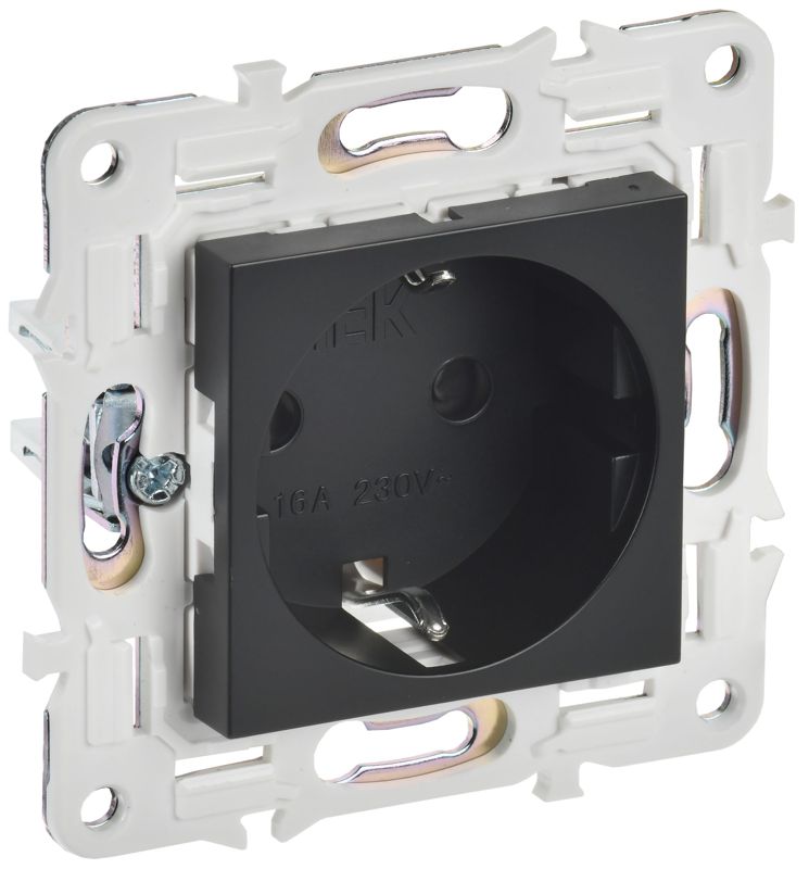 розетка skandy 16а с заземл. защ. шторки sk-r04bl черн. iek sk-r14-16-k02 от BTSprom.by