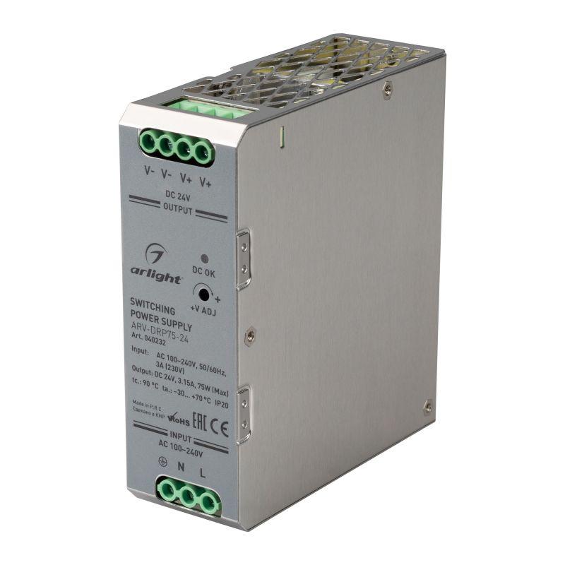 блок питания arv-drp75-24 (24в 3.15а 75вт) ip20 металл arlight 040232 от BTSprom.by