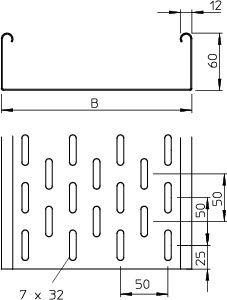 Лоток листовой перфорированный 50х60 L3000 сталь 1мм MKS 605 FS OBO 6055052 от BTSprom.by